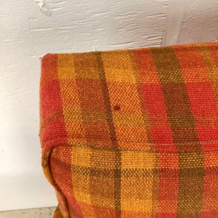 vintage reclining lounge chair in unique checkered fabric mid century modern 5913