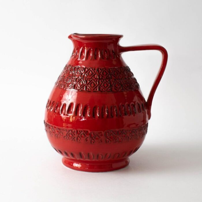 vintage rimini red ceramic jug from ceramiche minerva 1970s 1