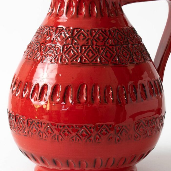 vintage rimini red ceramic jug from ceramiche minerva 1970s 2