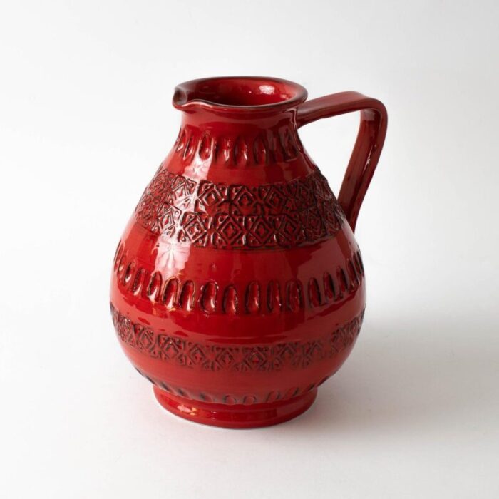 vintage rimini red ceramic jug from ceramiche minerva 1970s 3