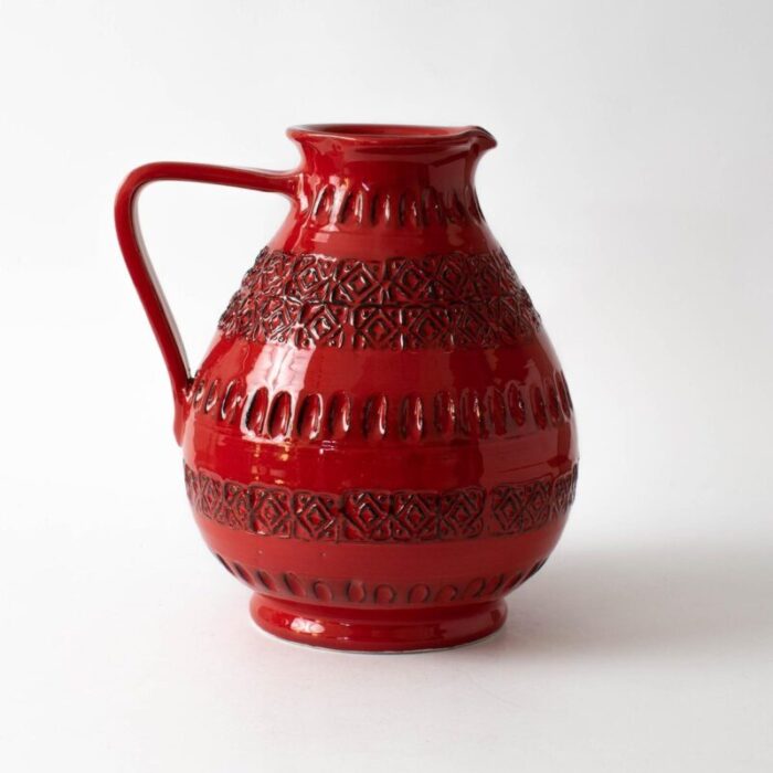 vintage rimini red ceramic jug from ceramiche minerva 1970s 5