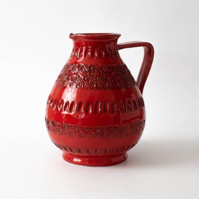 vintage rimini red ceramic jug from ceramiche minerva 1970s 6