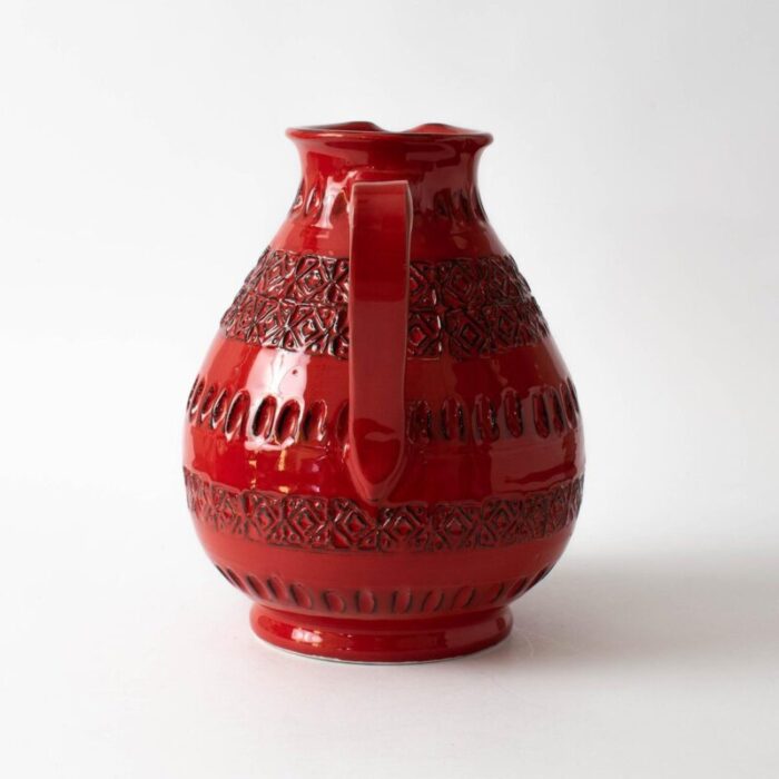 vintage rimini red ceramic jug from ceramiche minerva 1970s 9