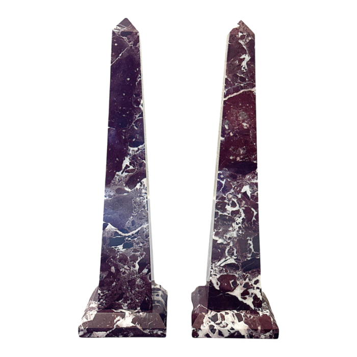 vintage rosso levanto marble obelisks a pair 6957