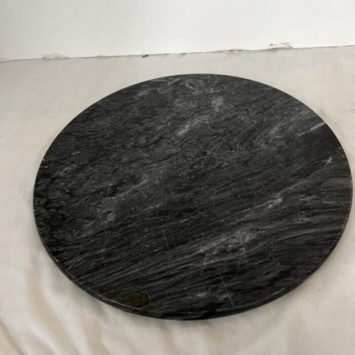 vintage round black marble appetizer hors doeuvre charcuterie tray 3409