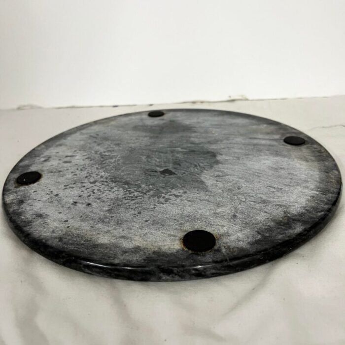 vintage round black marble appetizer hors doeuvre charcuterie tray 4810