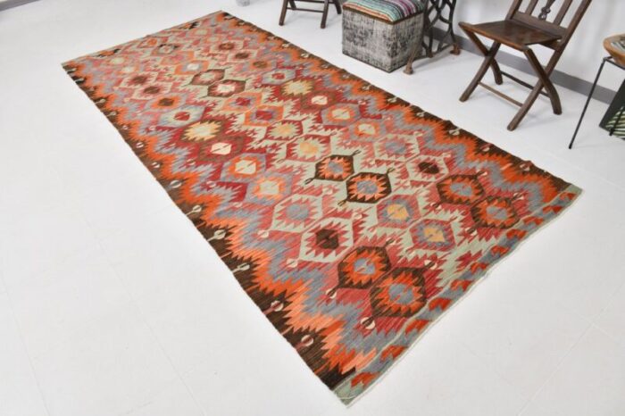 vintage rustic geometric kilim rug 1966 3