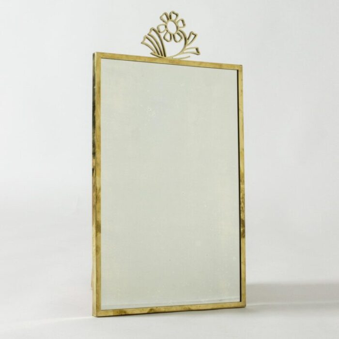 vintage scandinavian brass mirror by lars holmstroem 1940s 1