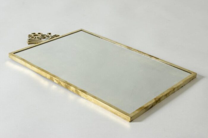 vintage scandinavian brass mirror by lars holmstroem 1940s 2