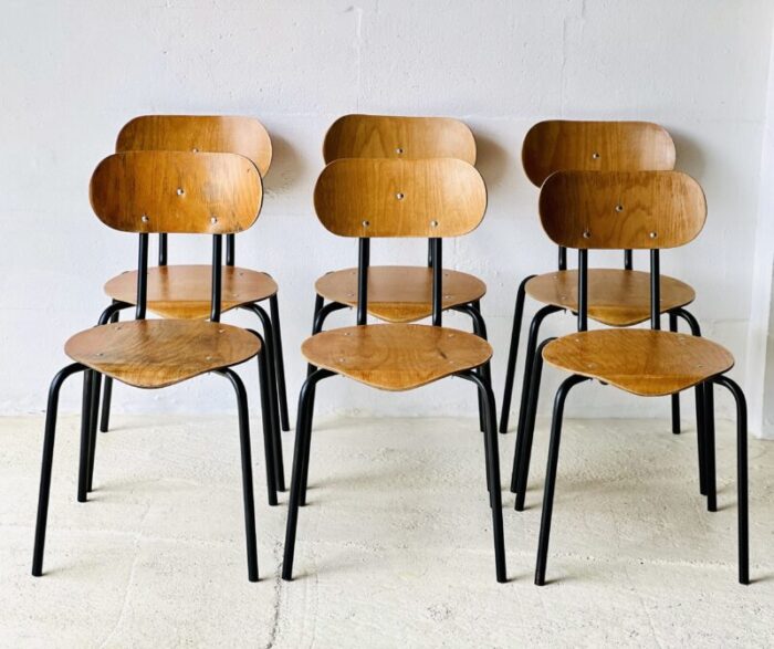 vintage school chairs by kovona 1983 set of 6 0302