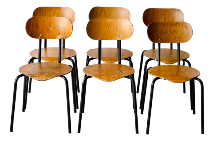 vintage school chairs by kovona 1983 set of 6 0938