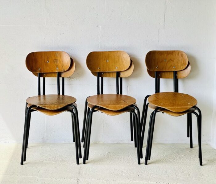 vintage school chairs by kovona 1983 set of 6 9286