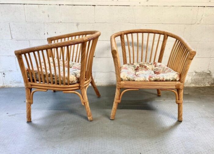 vintage set rattan chairs and matching table 0921