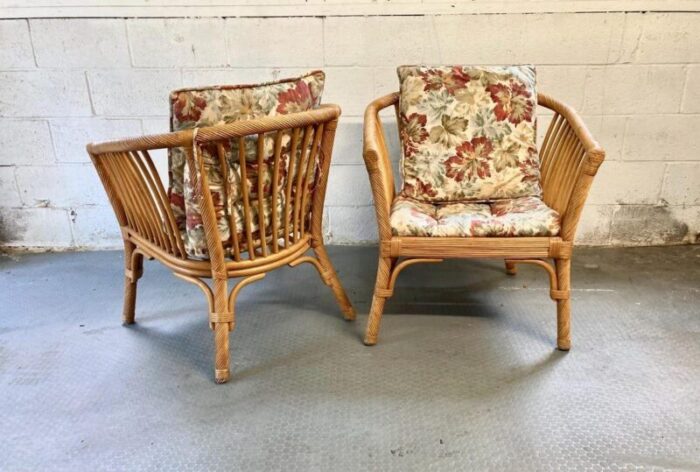 vintage set rattan chairs and matching table 2472