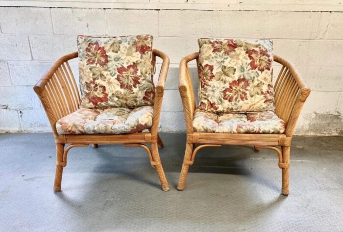 vintage set rattan chairs and matching table 5476