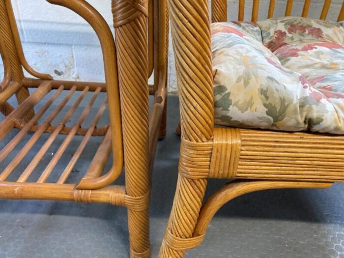 vintage set rattan chairs and matching table 9372