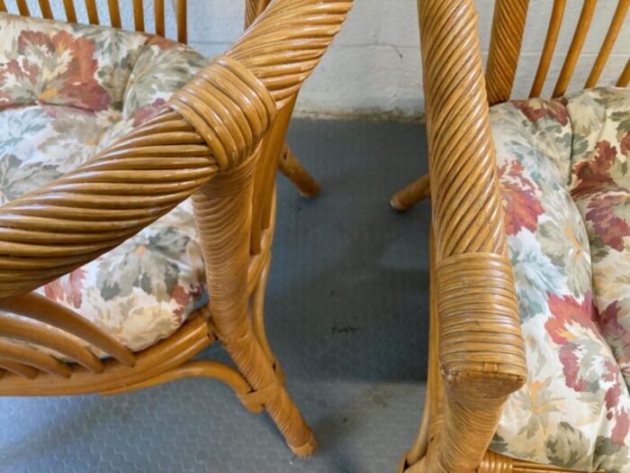 vintage set rattan chairs and matching table 9593