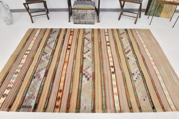 vintage striped kilim rug 4