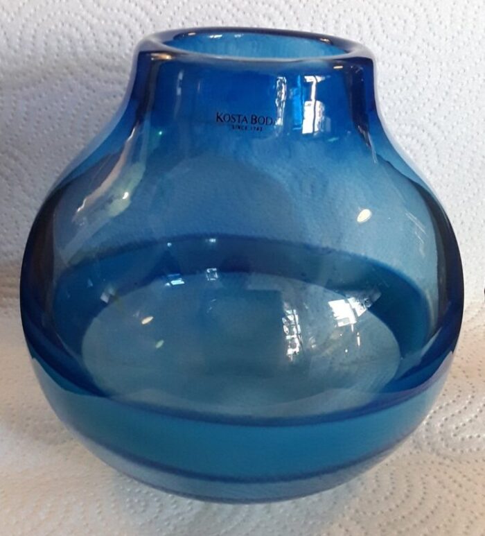 vintage swedish spherical glass vase by gunnel sahlin for kosta boda 1980s 1