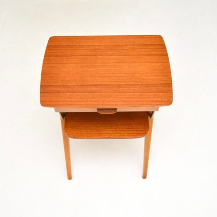 vintage swedish teak and brass side table 1960 0498