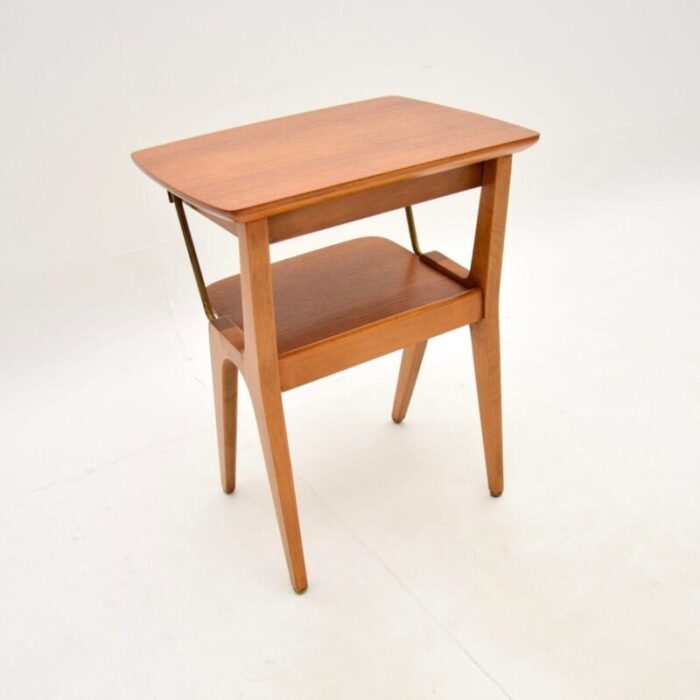 vintage swedish teak and brass side table 1960 0973