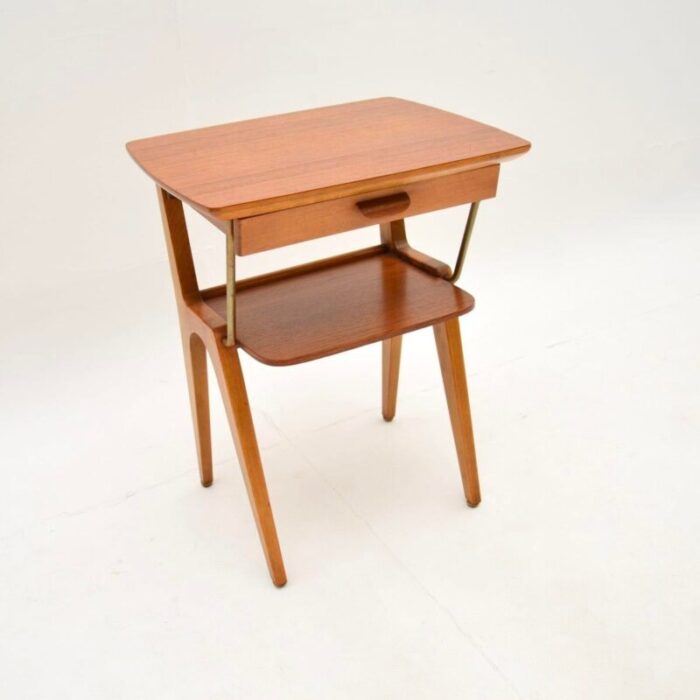 vintage swedish teak and brass side table 1960 3349