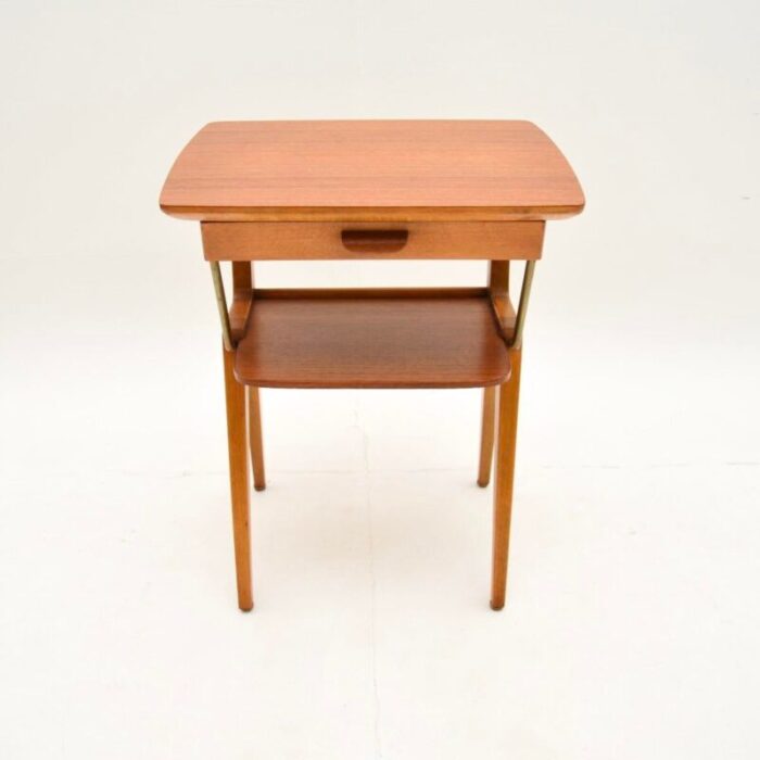 vintage swedish teak and brass side table 1960 3726