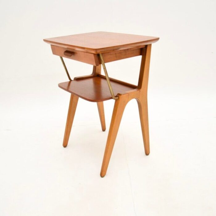 vintage swedish teak and brass side table 1960 7348