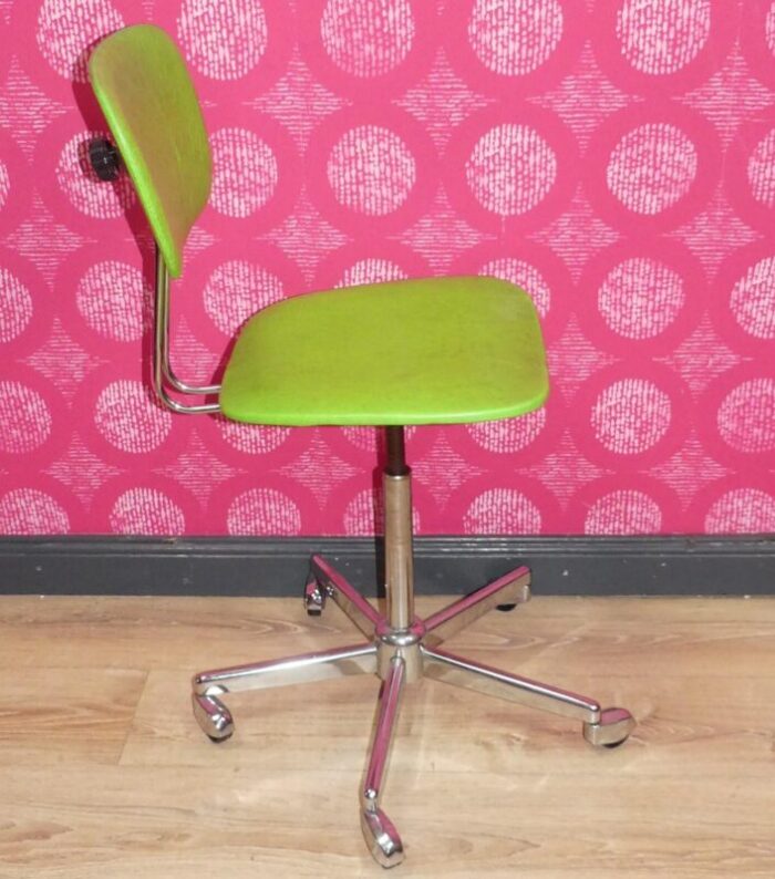 vintage swivel chair in chrome and faux leather 1960s 1736