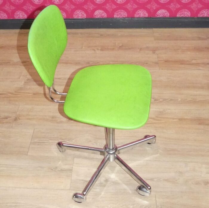 vintage swivel chair in chrome and faux leather 1960s 3400