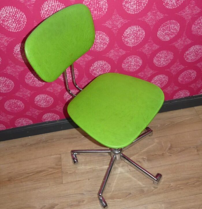 vintage swivel chair in chrome and faux leather 1960s 3904