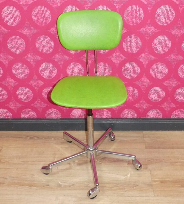 vintage swivel chair in chrome and faux leather 1960s 4982