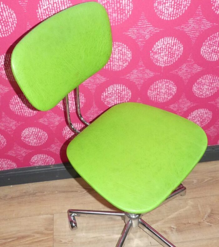 vintage swivel chair in chrome and faux leather 1960s 6894