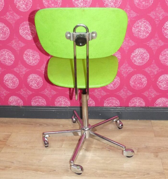 vintage swivel chair in chrome and faux leather 1960s 8481