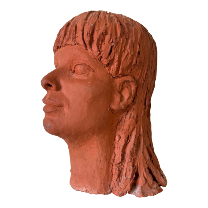 vintage terracotta sculpture bust of a young girl 5370