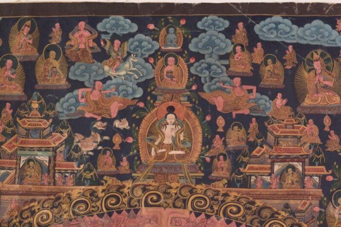 vintage tibetan hand painted scroll 6