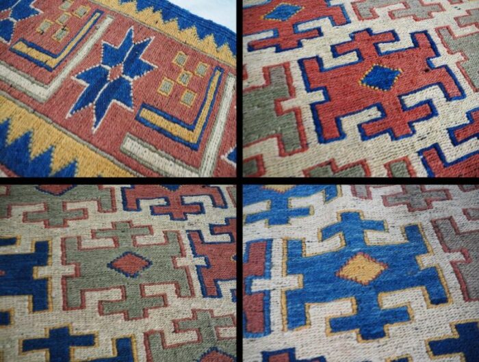 vintage tribal nomadic caucasian soumak sumakh kilim rug 1950s 12