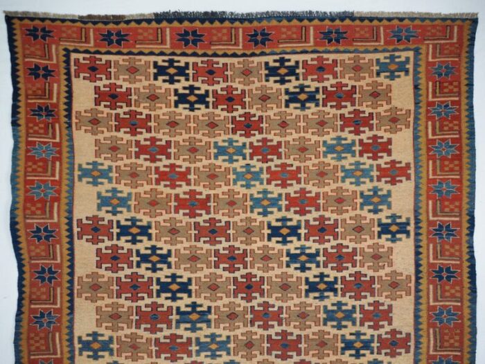 vintage tribal nomadic caucasian soumak sumakh kilim rug 1950s 3