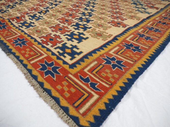 vintage tribal nomadic caucasian soumak sumakh kilim rug 1950s 5