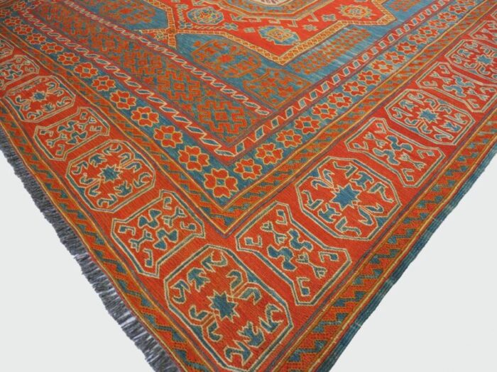 vintage tribal nomadic caucasian sumakh kilim rug 1950s 10