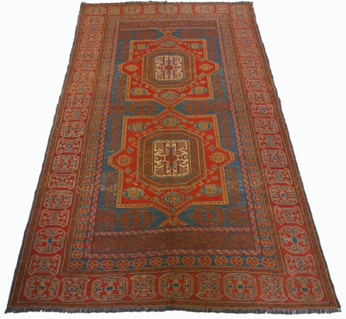 vintage tribal nomadic caucasian sumakh kilim rug 1950s 2