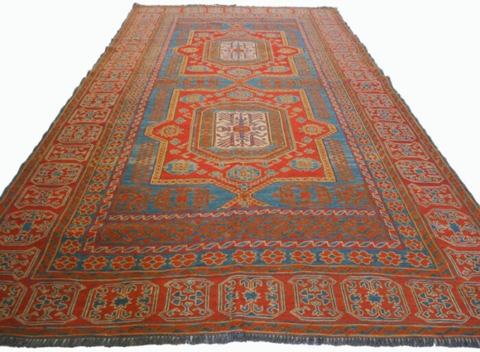 vintage tribal nomadic caucasian sumakh kilim rug 1950s 6