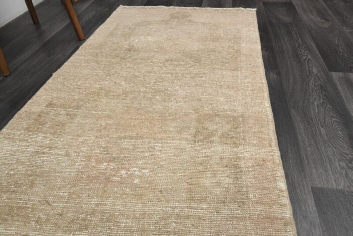 vintage turkish beige brown wool runner rug 1960s 8