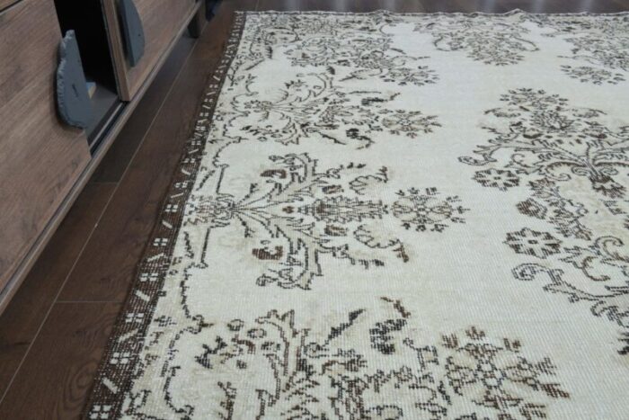 vintage turkish beige floral area rug 4