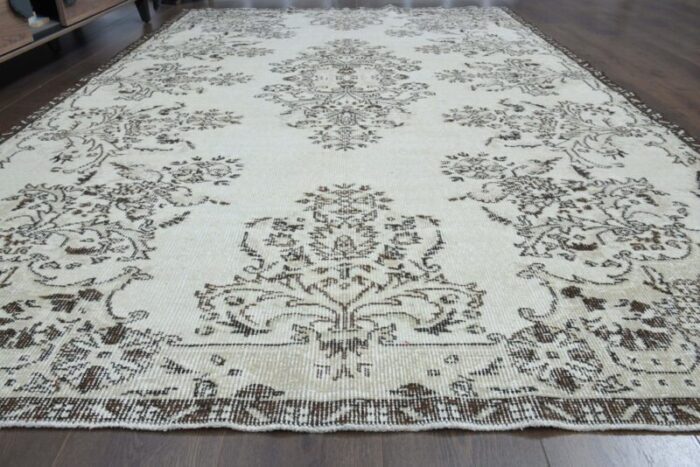 vintage turkish beige floral area rug 7