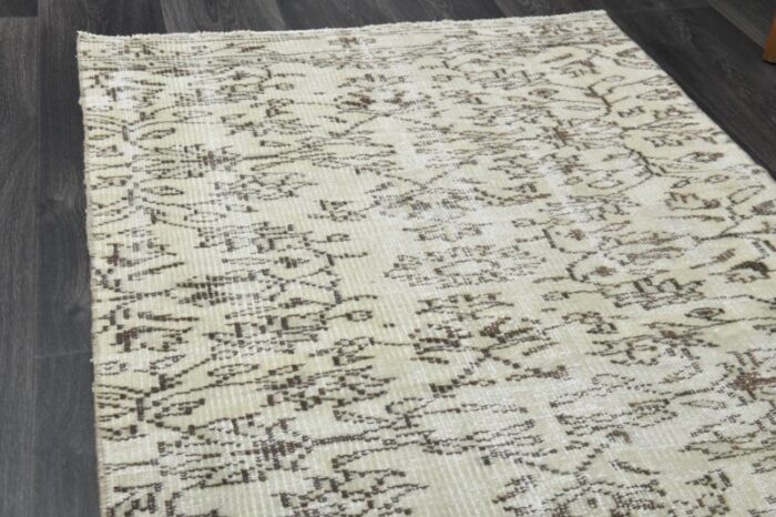 vintage turkish beige floral wool oushak runner rug 1960s 6