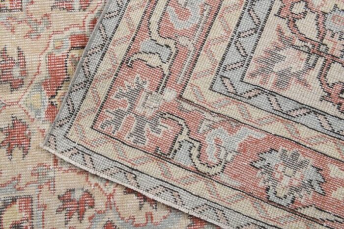 vintage turkish beige red wool oushak rug 6