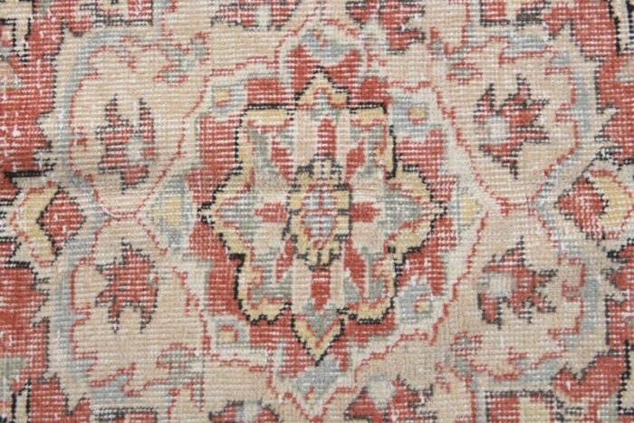 vintage turkish beige red wool oushak rug 8