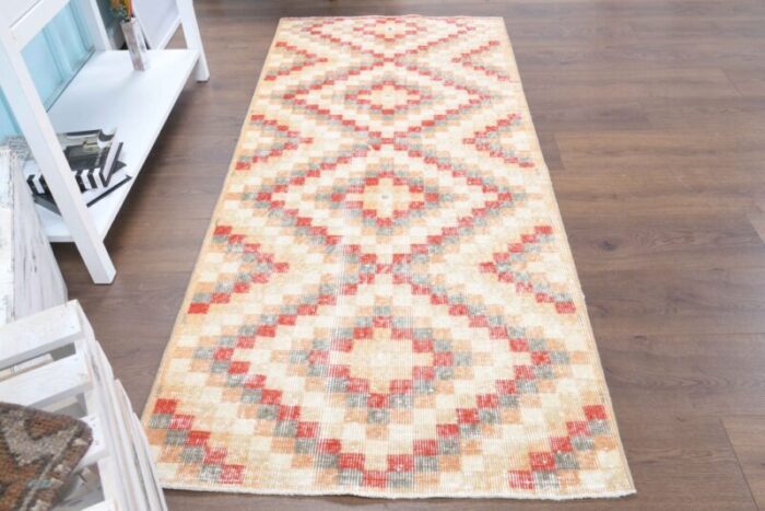 vintage turkish beige runner rug 2 1