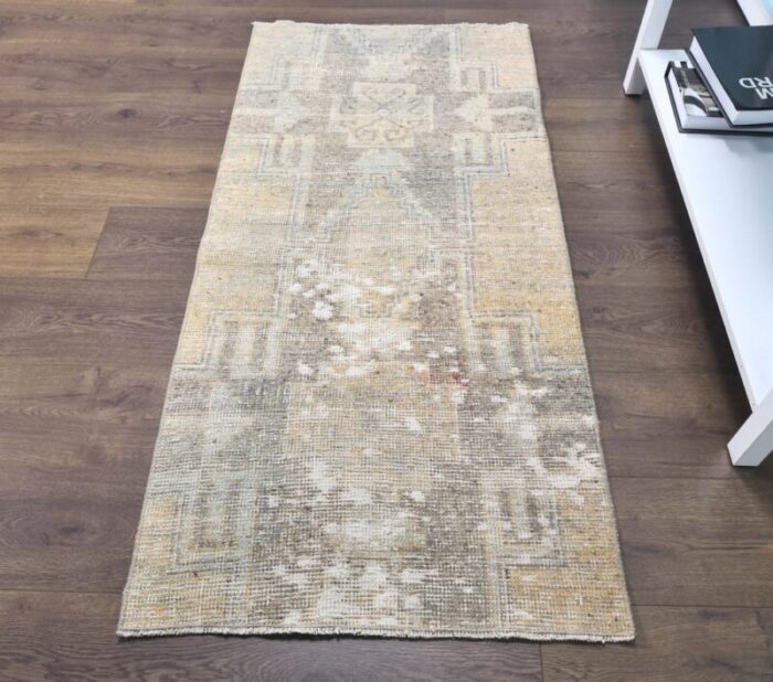 vintage turkish beige runner rug 2